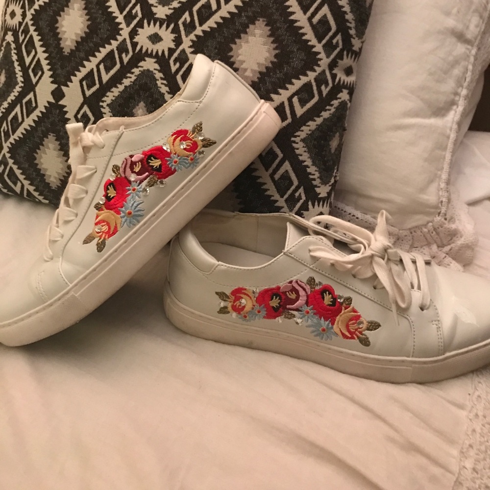 floral embroidered sneakers